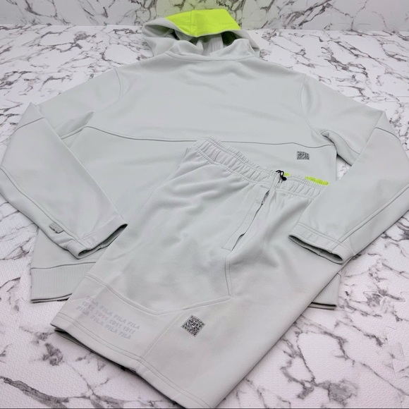 Men's FILA Light Grey Full Zip Hooded Short Set - Picture 3 of 5